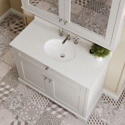 Hudson Reed Floor Standing 2 Door Traditional Vanity Unit With 3 Tap Hole White Marble Top & Basin, Timeless Sand, 1020 X 470 mm - thumbnail 3