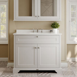 Hudson Reed Floor Standing 2 Door Traditional Vanity Unit With 3 Tap Hole White Marble Top & Basin, Timeless Sand, 1020 X 470 mm - thumbnail 2