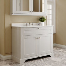 Hudson Reed Floor Standing 2 Door Traditional Vanity Unit With 3 Tap Hole White Marble Top & Basin, Timeless Sand, 1020 X 470 mm - thumbnail 4