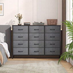 Dark Grey12 Drawer Dresser For Bedroom, Fabric Dressers & Chests Of Drawers - thumbnail 5