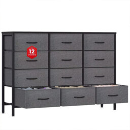 Dark Grey12 Drawer Dresser For Bedroom, Fabric Dressers & Chests Of Drawers - thumbnail 3