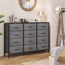 Dark Grey12 Drawer Dresser For Bedroom, Fabric Dressers & Chests Of Drawers - thumbnail 4