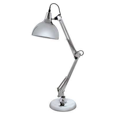 Adjustable Chrome Table Desk Lamp With E27 Bulb Socket And In-Line Switch - image 1