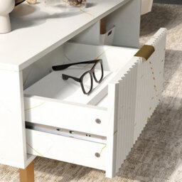 Homcom Coffee Table, Living Room Table With Drawer And Open Shelves, White - thumbnail 9