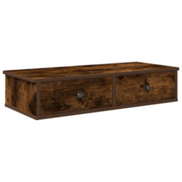 Berkfield Durable Wall Shelf With Drawers Smoked Oak 80X31X17 Cm Engineered Wood - thumbnail 1