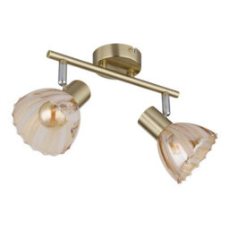 Luminosa Lighting Luminosa Zachery Twin Ceiling Spotlight Brass-Coloured Matt Amber Glass Shade 2X E14 - thumbnail 2