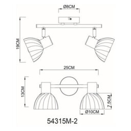 Luminosa Lighting Luminosa Zachery Twin Ceiling Spotlight Brass-Coloured Matt Amber Glass Shade 2X E14 - thumbnail 7
