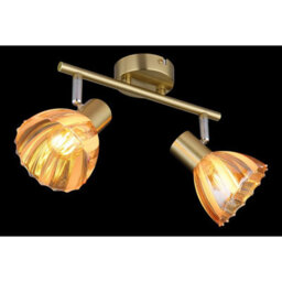 Luminosa Lighting Luminosa Zachery Twin Ceiling Spotlight Brass-Coloured Matt Amber Glass Shade 2X E14 - thumbnail 5