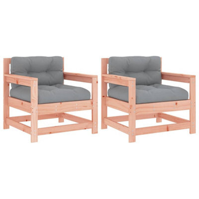 Berkfield Durable Garden Chairs With Cushions 2 Pcs Solid Wood Douglas