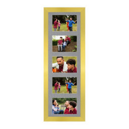AK Frames 26X8 Gold Sleek Multi Photo Frame With Mid Grey Mount - Holds 5 Apertures (5X) 6X4 Photos
