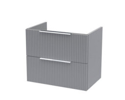 Hudson Reed Fluted 600mm Wall Hung 2-Drawer Unit-Satin Grey - thumbnail 1