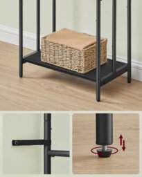Songmics Vasagle Towel Stand, Triple Bar Rack With Storage Shelf And Hooks, Ink Black And Ebony Black - thumbnail 6