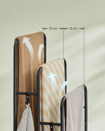 Songmics Vasagle Towel Stand, Triple Bar Rack With Storage Shelf And Hooks, Ink Black And Ebony Black - thumbnail 5