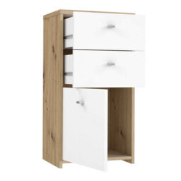 Wyld Haus Willowmere Chest, White And Natural Artisan Oak, 2 Drawers + Cupboard, Compact - thumbnail 9