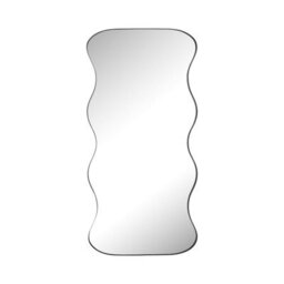 Deenz Rectangle Chic Curved Edge Design Wall Hanging Mirror Mdf Black Toned Large Metal Frame Home Décor Clear Display 120X58X3 Cm - thumbnail 2