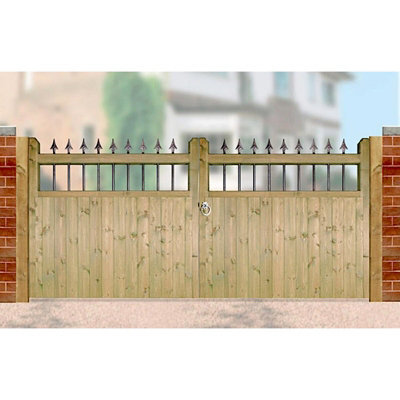 Burbage Iron Craft Hampto Wooden Driveway Garden Gates 2400mm Wide X 1200mm High Had30 - image 1