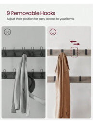 LEDREM Coat Rack, Coat Stand With Shoe Storage Bench, 4-In-1 Design, With 9 Removable Hooks, A Clothes Rail, For Hallway - thumbnail 8