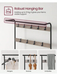 LEDREM Coat Rack, Coat Stand With Shoe Storage Bench, 4-In-1 Design, With 9 Removable Hooks, A Clothes Rail, For Hallway - thumbnail 7