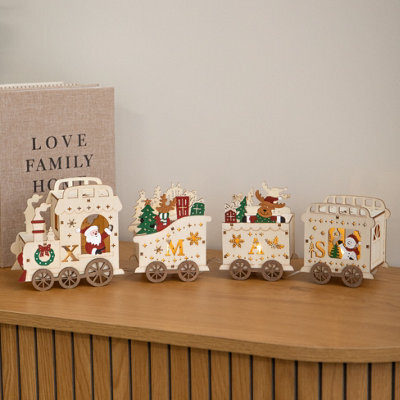 Samuel Alexander 38Cm Battery Powered Santa's Express Wooden Christmas Light Up Decoration - image 1