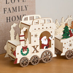 Samuel Alexander 38Cm Battery Powered Santa's Express Wooden Christmas Light Up Decoration - thumbnail 6