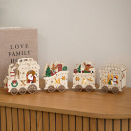 Samuel Alexander 38Cm Battery Powered Santa's Express Wooden Christmas Light Up Decoration - thumbnail 1