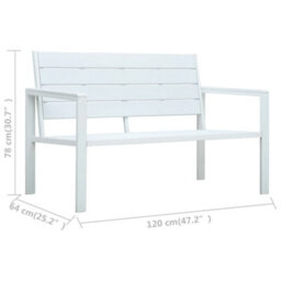 Berkfield Garden Bench 120 Cm Hdpe White Wood Look - thumbnail 6