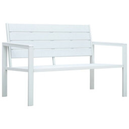 Berkfield Garden Bench 120 Cm Hdpe White Wood Look - thumbnail 1