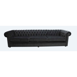 Chesterfield Thomas 5 Seater Amalfi Anthracite Black Velvet Fabric In Classic Style - thumbnail 1