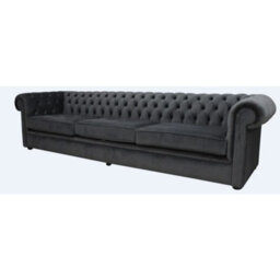 Chesterfield Thomas 5 Seater Amalfi Anthracite Black Velvet Fabric In Classic Style - thumbnail 5