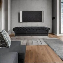 Chesterfield Thomas 5 Seater Amalfi Anthracite Black Velvet Fabric In Classic Style - thumbnail 4