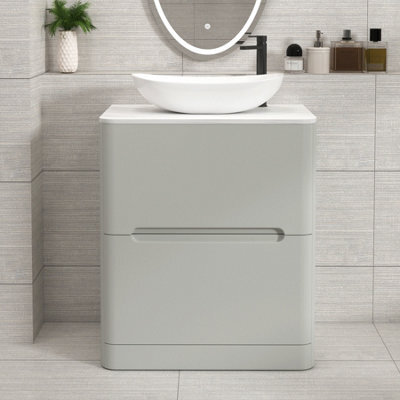 Royal Bathrooms Venice 700mm Dove Grey Freestanding Bathroom Countertop Vanity Unit 2 Drawer With Cesar Basin - image 1