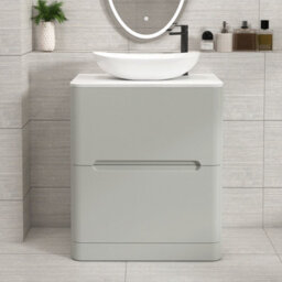Royal Bathrooms Venice 700mm Dove Grey Freestanding Bathroom Countertop Vanity Unit 2 Drawer With Cesar Basin - thumbnail 1