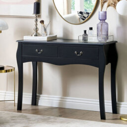 Beliani Black Vintage Console Table With Two Drawers, 100 X 35 Cm - Manufactured Wood Hallway Table - thumbnail 2
