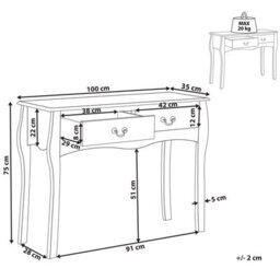 Beliani Black Vintage Console Table With Two Drawers, 100 X 35 Cm - Manufactured Wood Hallway Table - thumbnail 4