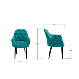 More4Homes Set Of 2 Anika Modern Velvet Dining Chair Padded Seat Metal Legs Kitchen (Green) - thumbnail 7