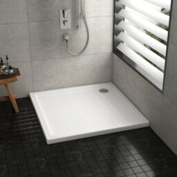Royal Bathrooms 800 X 800mm Square Stone Shower Enclosure Tray Gloss White 30mm Slimline - thumbnail 1