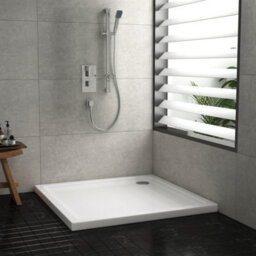 Royal Bathrooms 800 X 800mm Square Stone Shower Enclosure Tray Gloss White 30mm Slimline - thumbnail 4