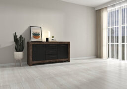 Arte Balin 160 Cm 2 Door 3 Drawer Sideboard Oak Monastery Oak Black - thumbnail 6