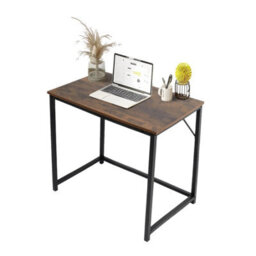 House Of Home Computer Desk Rustic Brown With Black Coated Metal Frame - Versatile Coffee Table, Gaming Desk - thumbnail 1