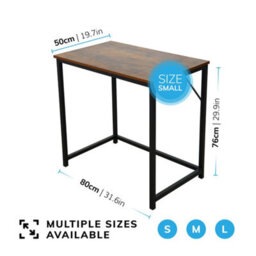 House Of Home Computer Desk Rustic Brown With Black Coated Metal Frame - Versatile Coffee Table, Gaming Desk - thumbnail 4