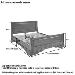The Furniture Market French Louis Solid Oak 5Ft King Size Sleigh Bed - thumbnail 9