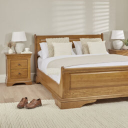 The Furniture Market French Louis Solid Oak 5Ft King Size Sleigh Bed - thumbnail 4