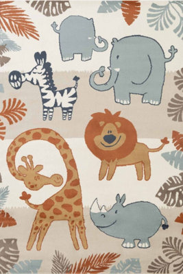 The Rugs Adventures Kids Rug Savanna Cream Multicolour Kids Bedroom Rug - image 1