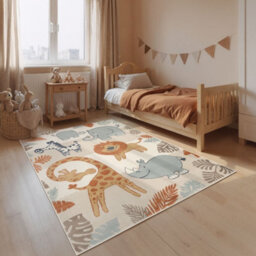 The Rugs Adventures Kids Rug Savanna Cream Multicolour Kids Bedroom Rug - thumbnail 2