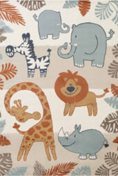 The Rugs Adventures Kids Rug Savanna Cream Multicolour Kids Bedroom Rug