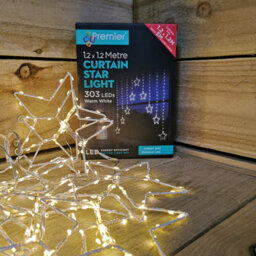 Samuel Alexander 1.2M X 1.2M Light Up Star Pin Wire Christmas Curtain Lights With 303 Warm White Leds - thumbnail 4