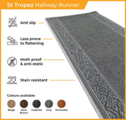 St Tropez Hallway Runner Rug - Hardwearing, Non-Slip & Durable Carpet For Hall, Kitchen & Corridor - thumbnail 3