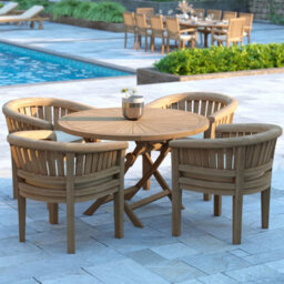 Eterna Bodo Teak Garden Outdoor Dining Table & 4 Seat Chair Set - With Cream Cushions - thumbnail 1
