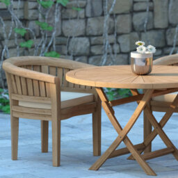 Eterna Bodo Teak Garden Outdoor Dining Table & 4 Seat Chair Set - With Cream Cushions - thumbnail 2