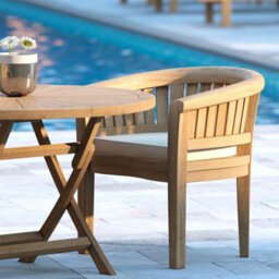 Eterna Bodo Teak Garden Outdoor Dining Table & 4 Seat Chair Set - With Cream Cushions - thumbnail 7